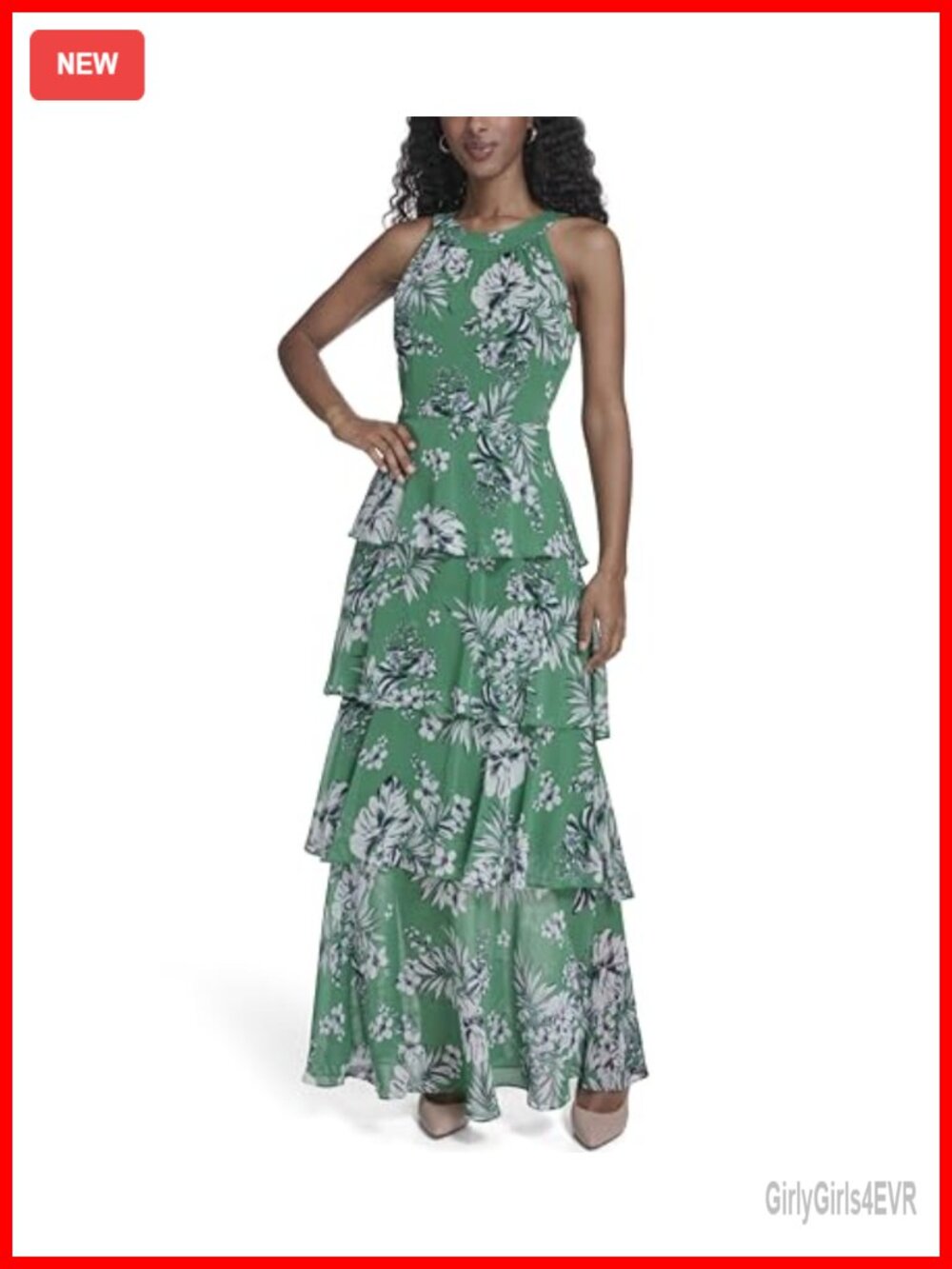 Tommy Hilfiger Sleeveless Halter Neck Tiered Skirt Maxi Dress